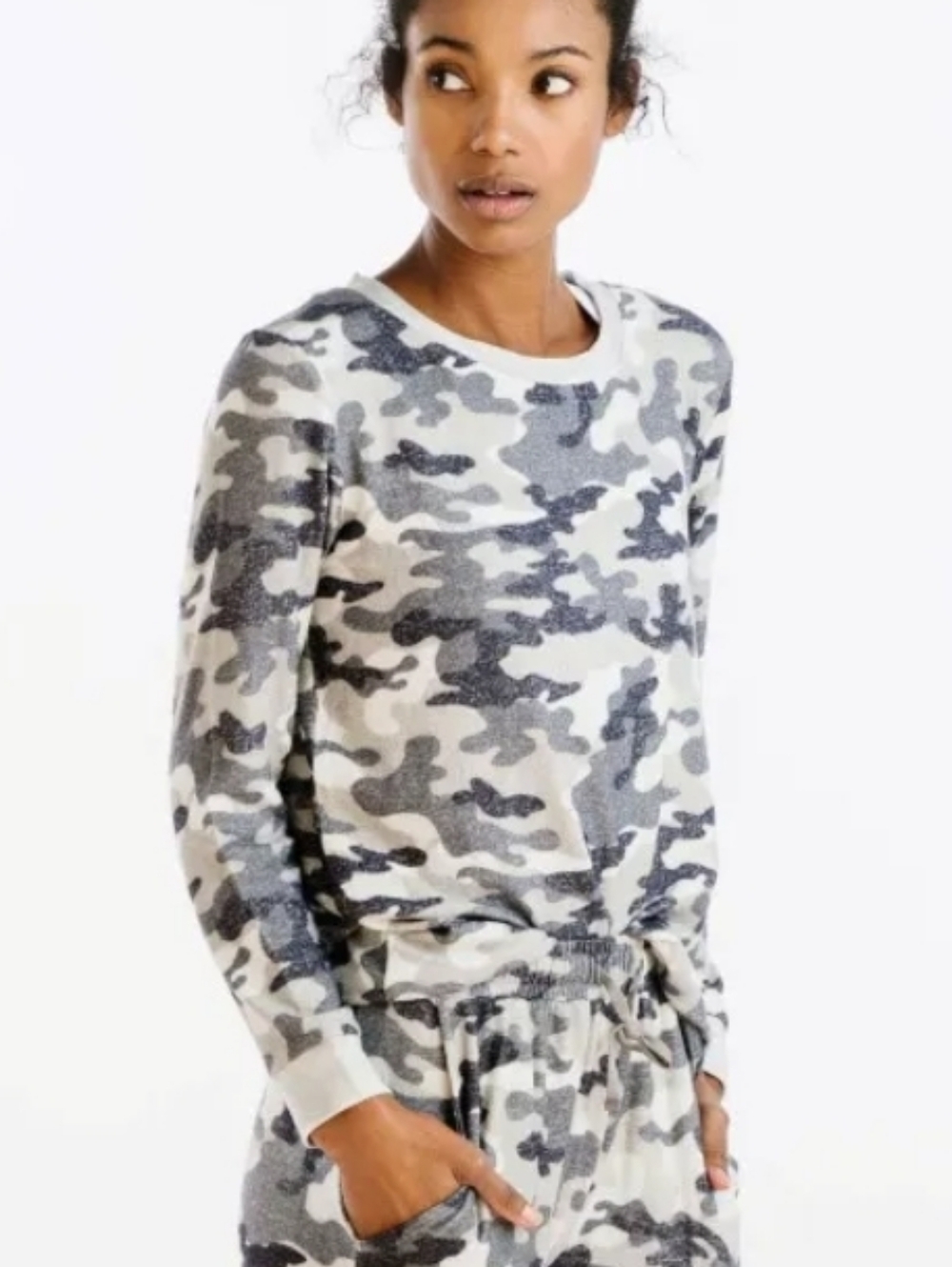 ZYIA Gray Camo Lounge Boyfriend Sweater XXL
